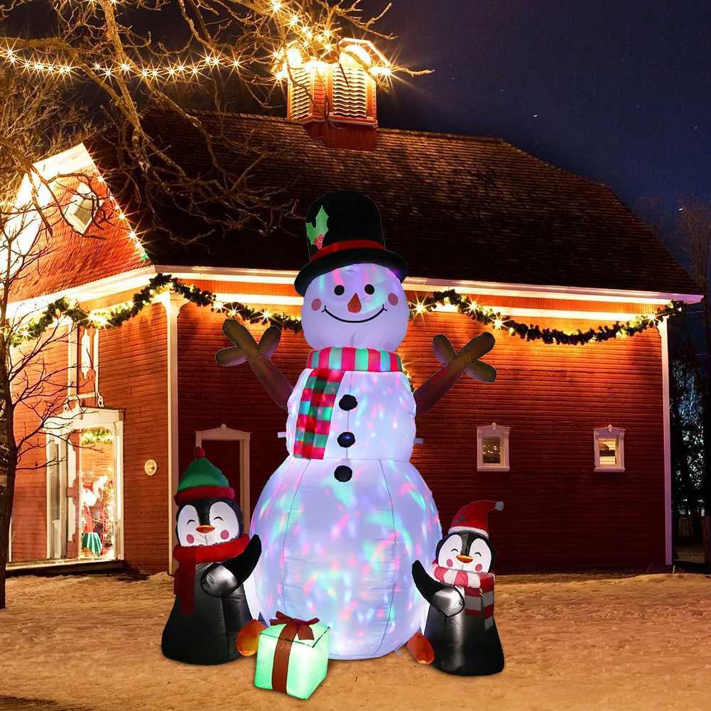 Christmas OurWarm 6ft Christmas Inflatables Christmas Decor Outdoor Inflatable Snowman Penguin Blow Up Decor with Rotating LED Lights Y251111