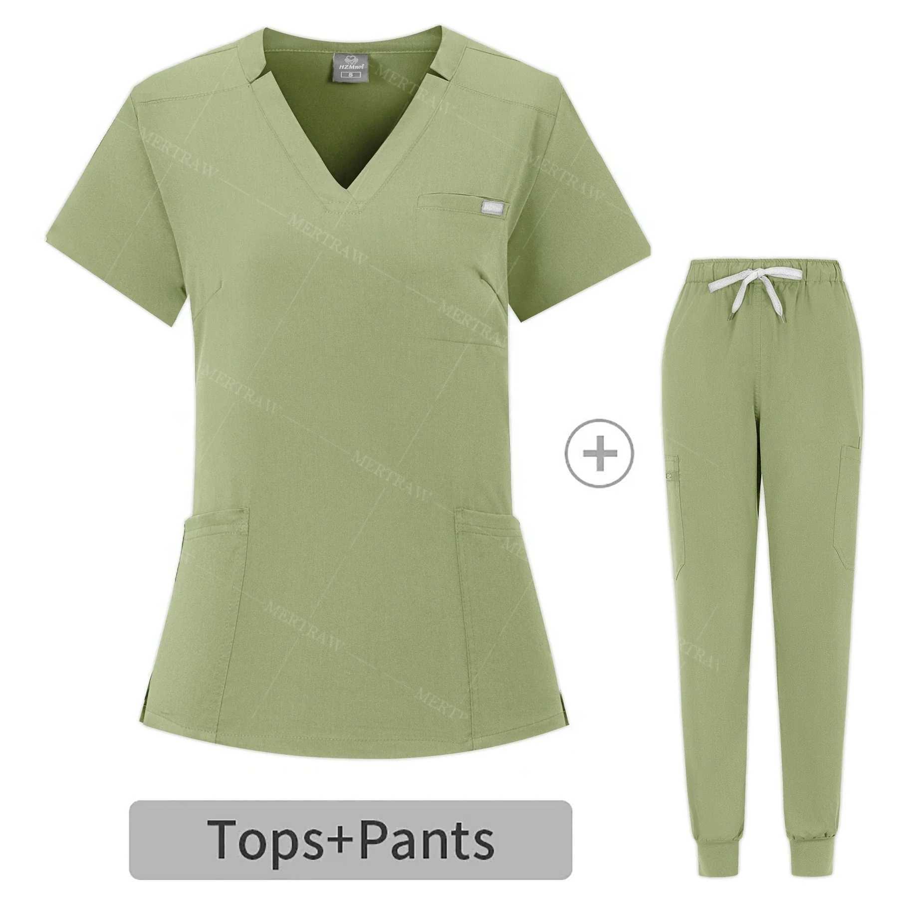 Multicolor Women Pet Shop Doctor Scrub Medical Surgery Workwear Scrub Set Scrub Uniform Short Slve Tops+Pants Nursing Uniform X2505281