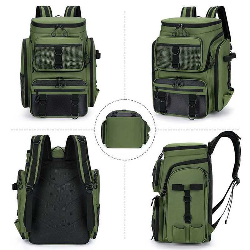 50L Fishing Rucksack with Rod Holders Fish Tackle Lure Organizer Storage Bagpack Outdoor Hunting Weist Bag Large Hiking Backpack Z250411