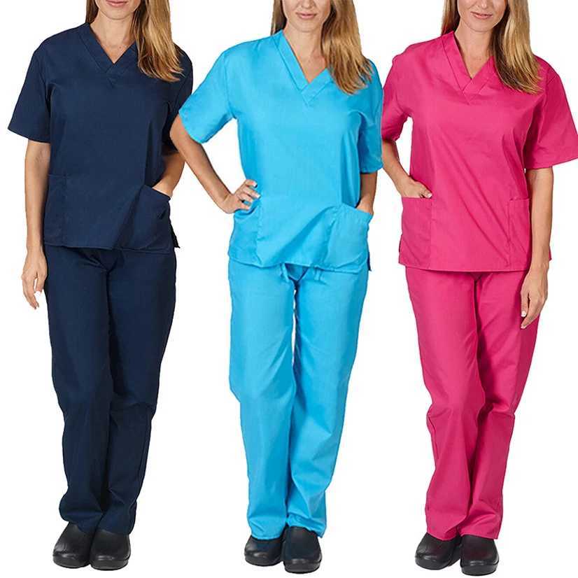 New nurse uniform set two-piece nurse doctor shorts Slve top solid color womens work clothes hospital Trouser set X250410
