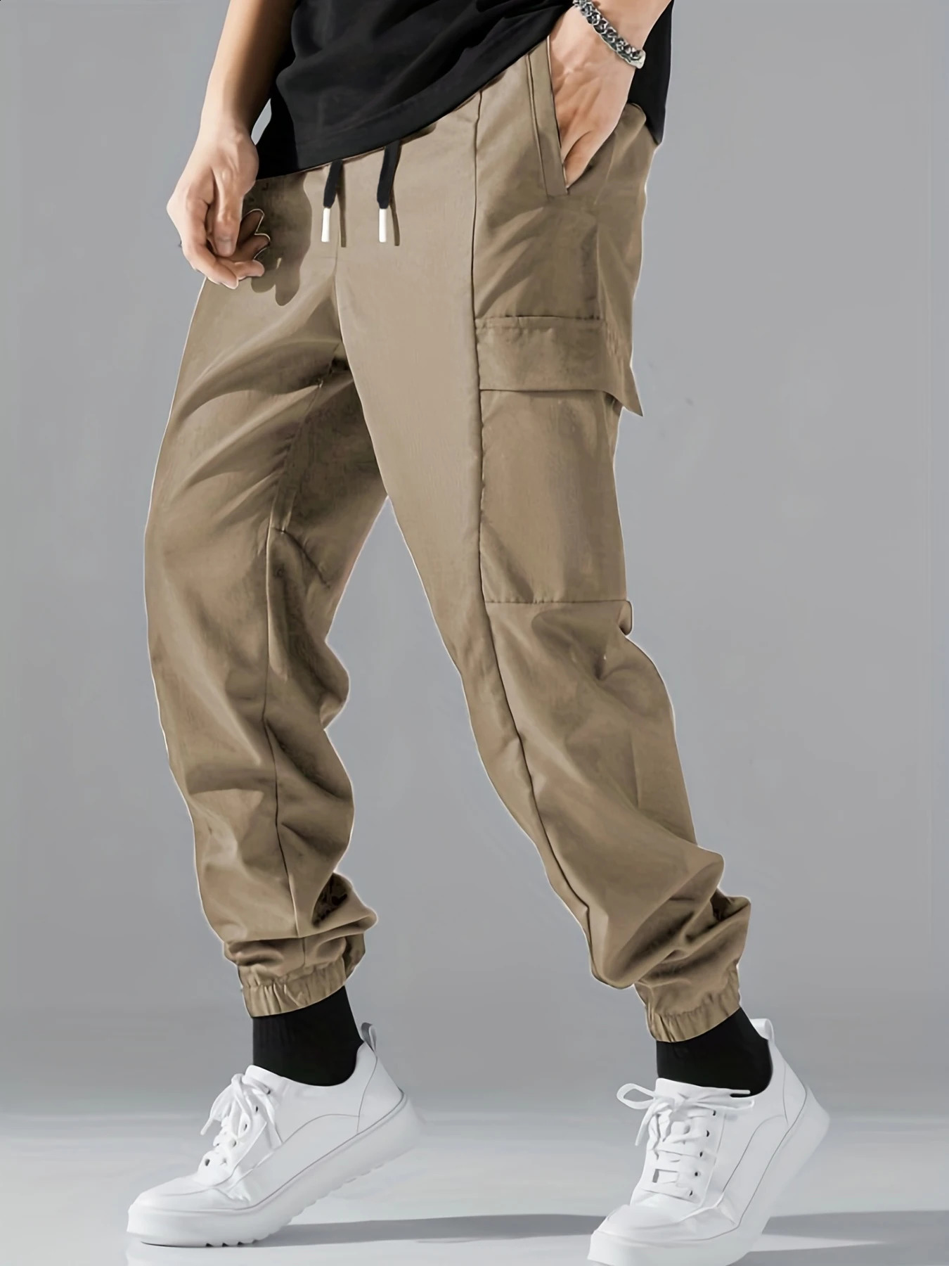 Mens casual spring and autumn thin outdoor pants youth sportswear hiking multi pocket Trousers 250411Z