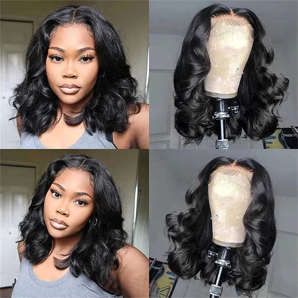 Lafino 10 Inch Short Human Hair Wigs Bob Wig 13x6 Lace Hd Body Wave Wig 13x4 Hd Lace Frontal Wigs Loose Body Wave Black WigT251111