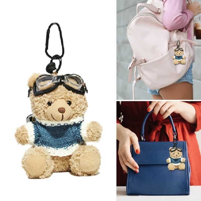 Cartoon animal pendant keychain fashion leader bear keychain plush toy keychain jewelry personalized bag decoration pendant W250411