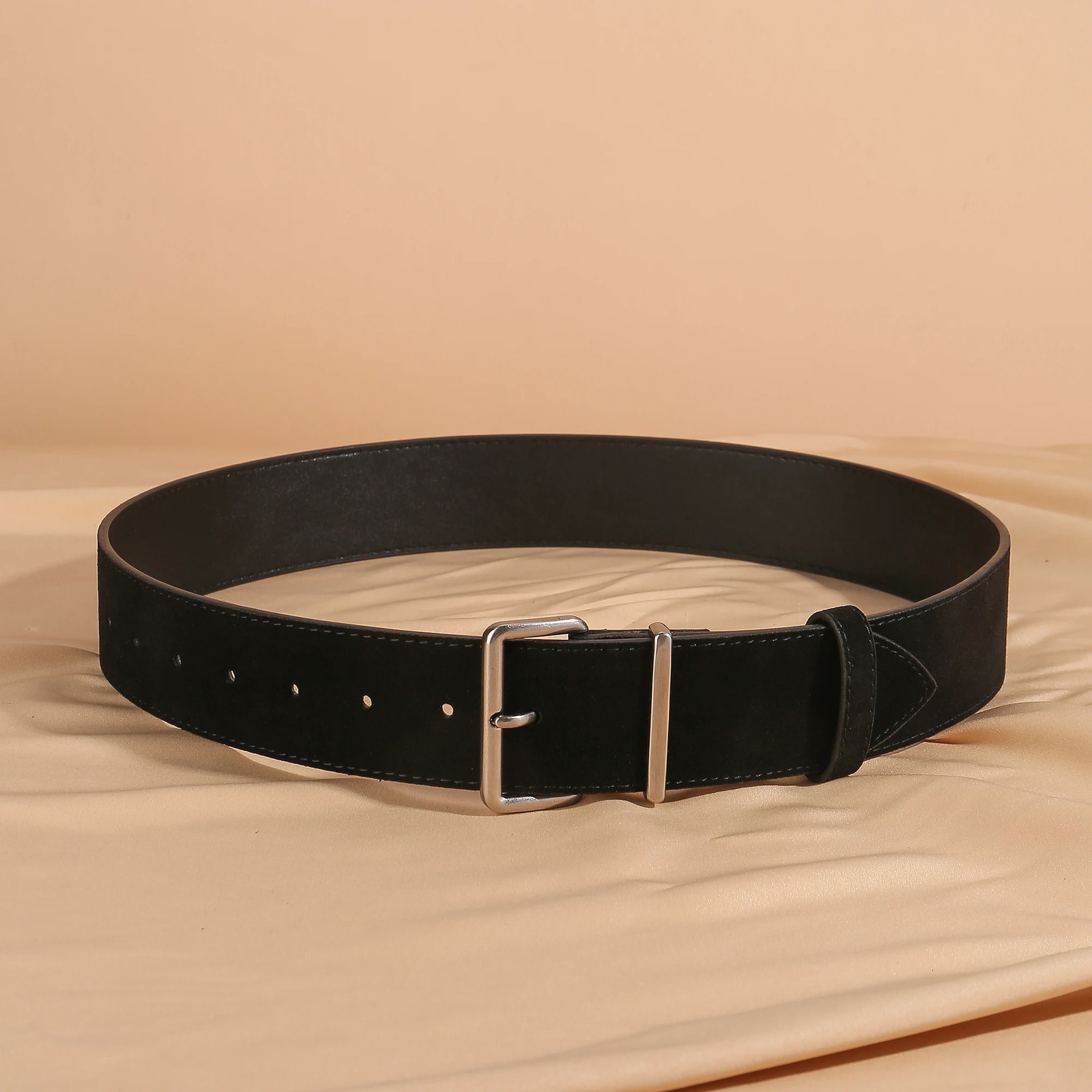 Ladies elegant suede cowhide belts retro style with gold buckle 43cm wide belts suitable for matching dresses and jeans 251110