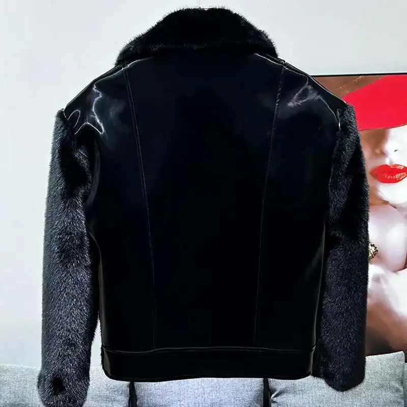 PFHQ Fashionable Patchwork Mens Parka Jacket Cotton Faux Mink Fur Thickened Autumn Winter Solid Color Warm Tops 21Z7717 251105