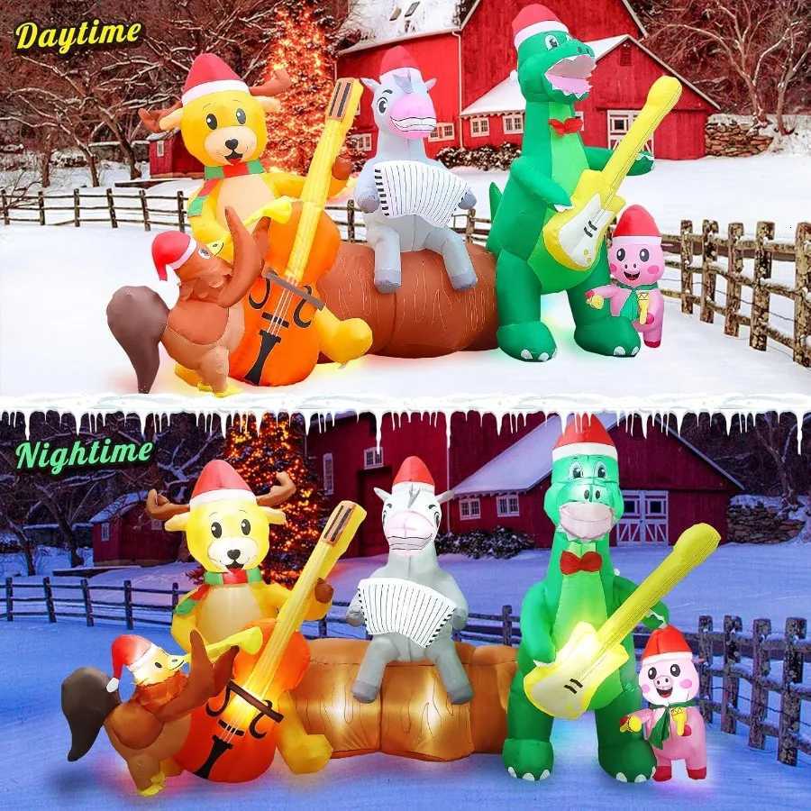 Christmas 9 FT Long Christmas Inflatables Decorations Christmas Waits Outdoor Dragon Reindeer Horse Pig Dinosaur Farm Animal Music Band T Y251111