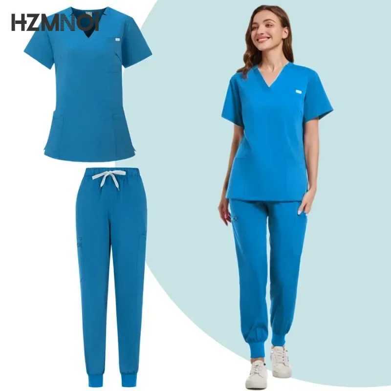 Multicolor Operating Room Scrubs Set Doctor Nurse Top Pants Lab Workwear Surgical Gown Medical Nursing Uniform Clinical Overalls X2504101