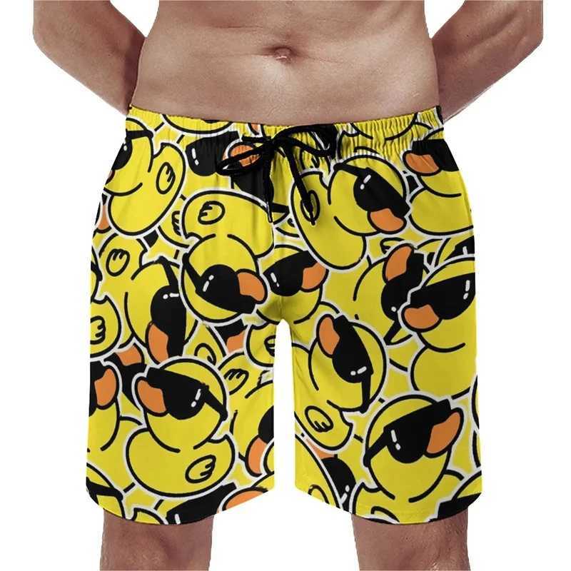 New 3D printed cute animal yellow duck beach shorts for summer suitable for men children fun streetwear swimming trunks fashionable cool shortsW250410