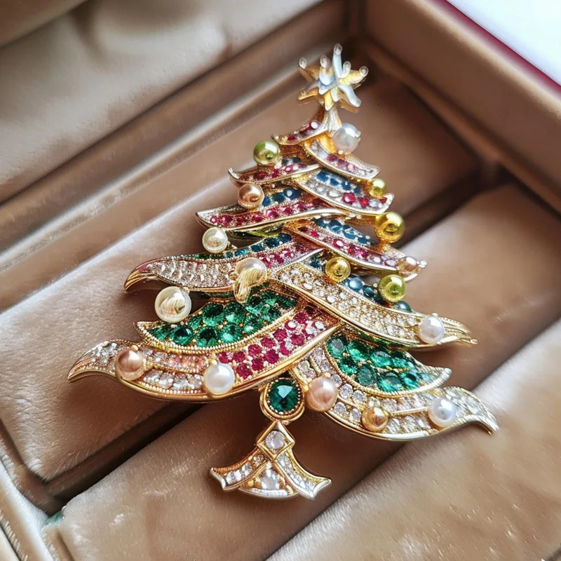 Original n Colorful Pearl Christmas Tree Corsage Highquality Elegant Brooch Crystal Pins for Women Men 251103