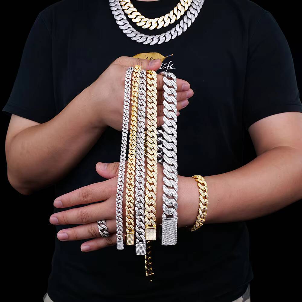 Stock Wholesale Mens Hip Hop 925 Sterling Silver Iced Out Vvs Diamond Mossanite Moissanite Jewelry Arc Cuban Link Chain Necklace