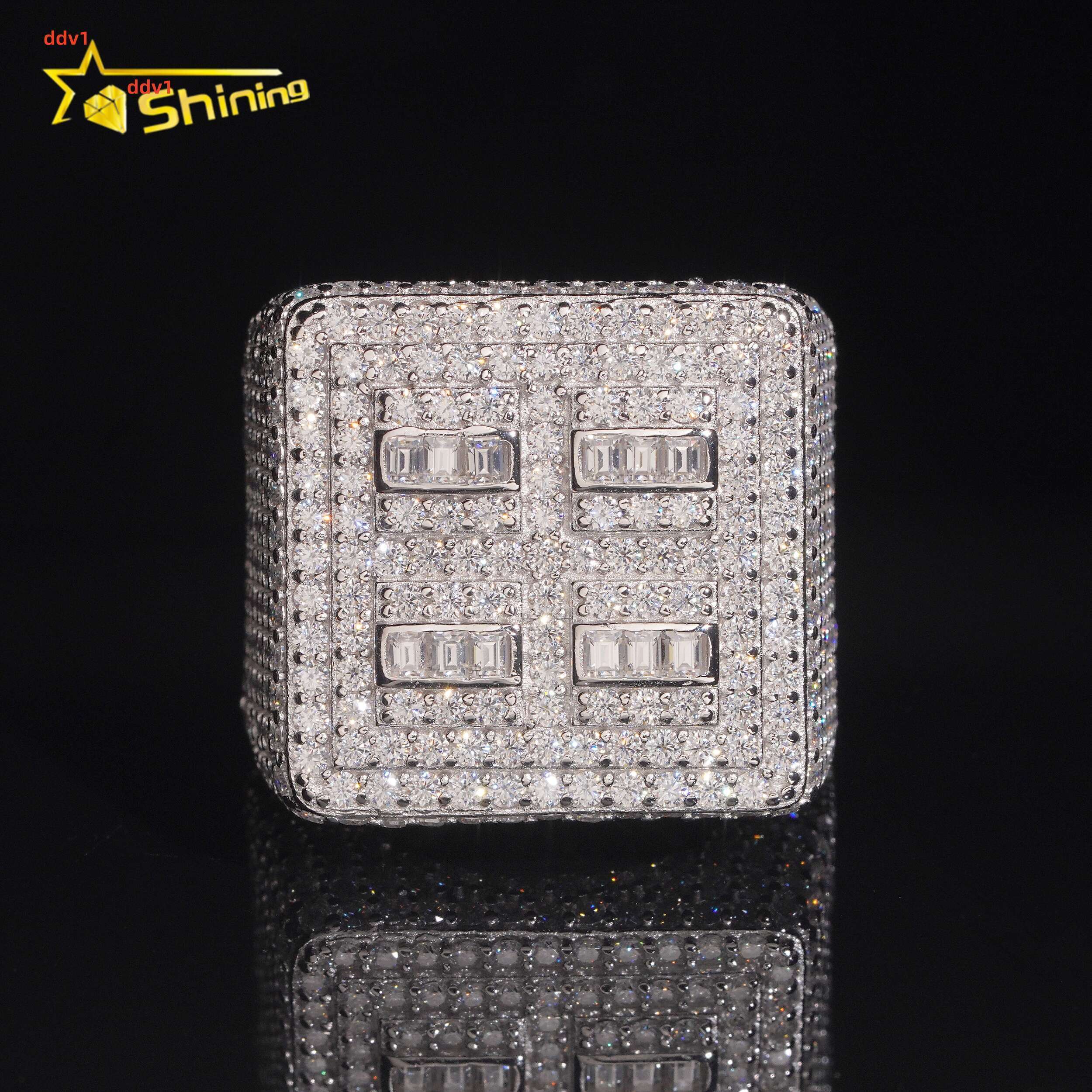 Pass Diamond Tester New Design Hip Hop Jewelry Solid 925 Sterling Silver VVS Moissanite Fully Iced Out Ring
