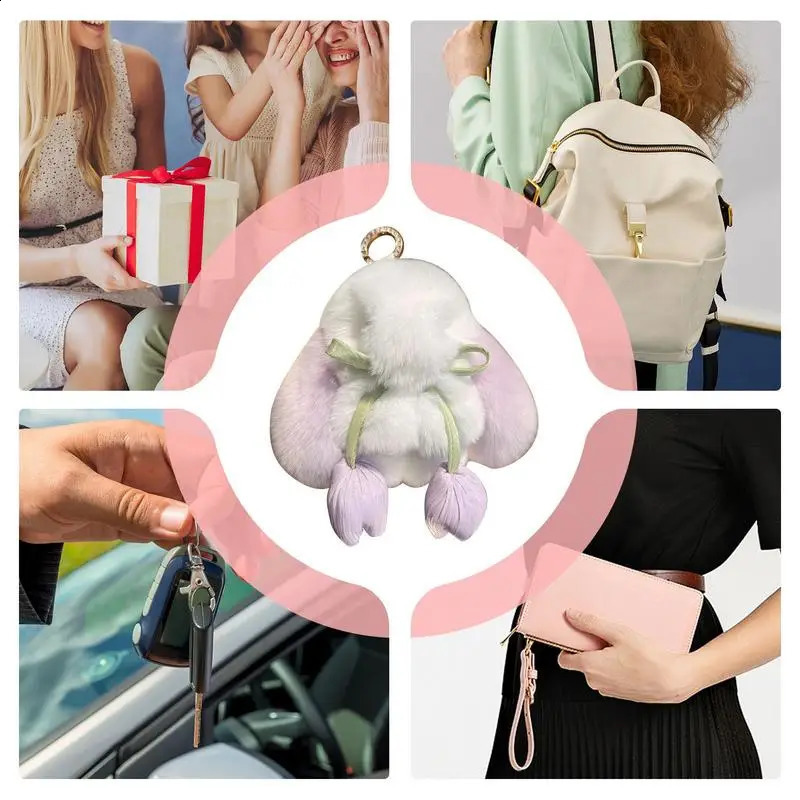 Plush rabbit keychain soft and cute rabbit pendant furry keychain furry keychain pendant backpack charm suitable for key or backpack school 250409