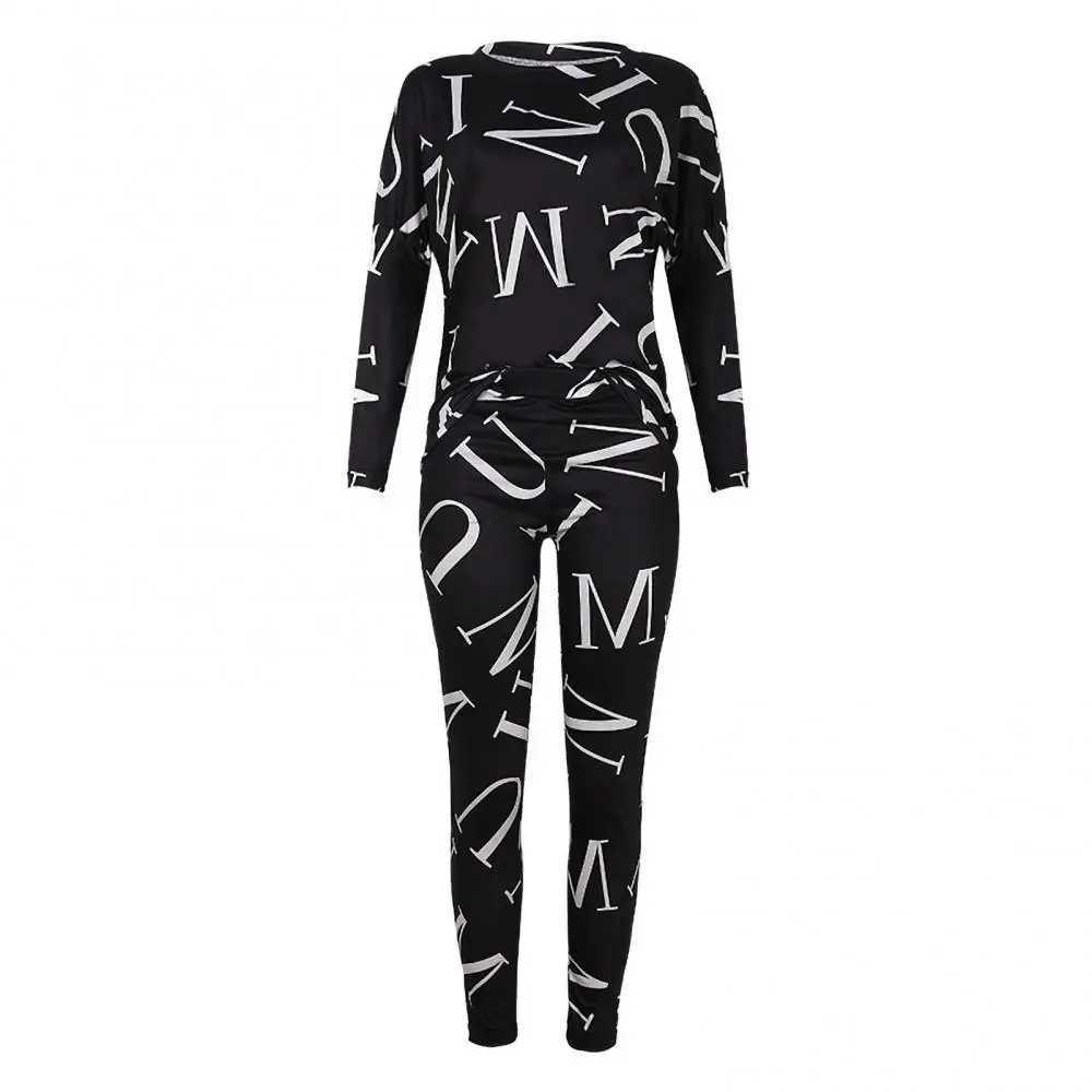 Casual sportswear two-piece set shoulder set womens spring letter set sportswear skin friendlyW250411