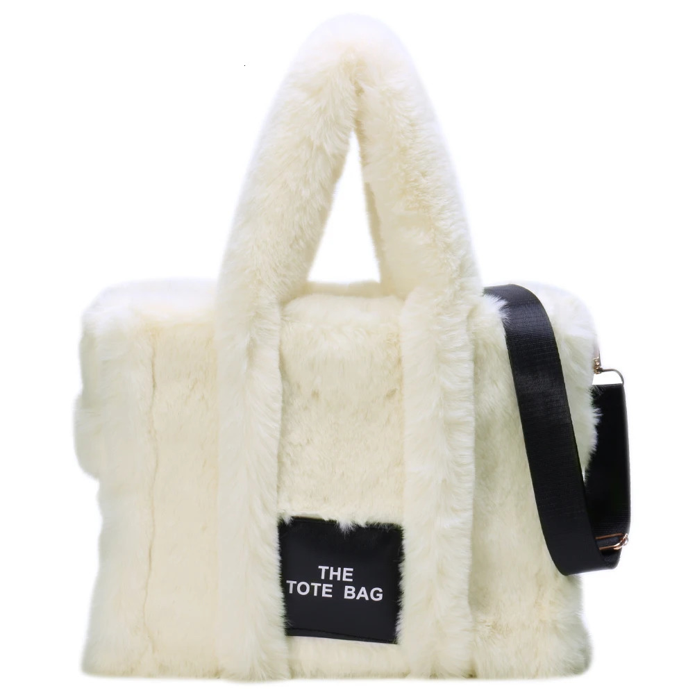 Fashion Shoulder Tote Bag Solid Fluffy Crossbody Soft Plush Portable Large Capacity for Travel Work Daily Shopper 251103