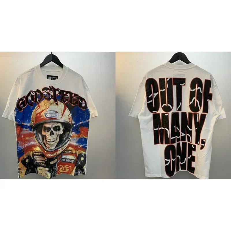 Men's T Shirts High Street Original Label Skull Dreams T-Shirt Vintage Do Old Black Short-sleeved Top