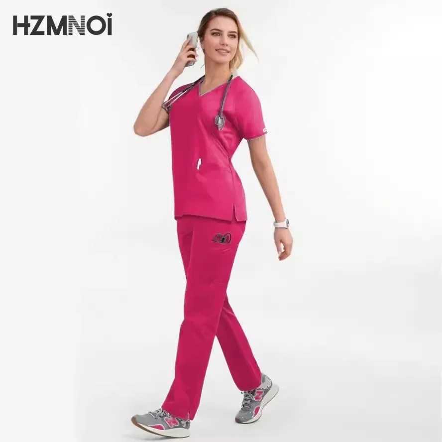 Women Medical Uniforms Elastic Scrubs Sets Hospital Surgical Gowns Short Slve Tops Pant Nursing Accessories Doctors Clothes X250410