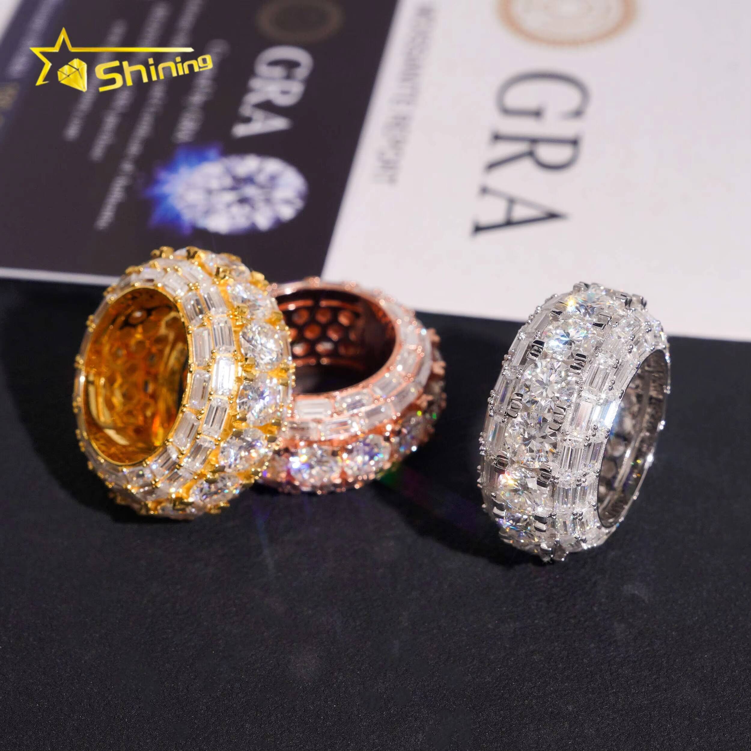 New Arrival Pass Diamond Tester Wholesale Silver 925 VVS Moissanite Fully Iced Out Wedding Ring Engagement Eternity Band Ring