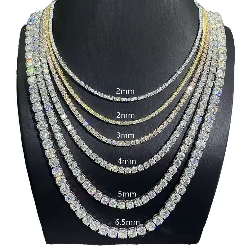 Hip Hop 925 Silver Cuba Chain VVS Moissanite Diamond Tennis Chain Necklace Bracelet Jewelry Men Women Ice Out Necklace