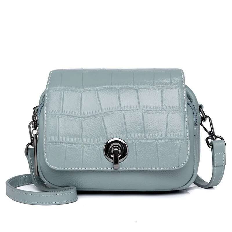 Top Layer Cowhide Small Square Women's Messenger Fashionable Purse Lady Shoulder Genuine Leather Solid Phone Bag Soft