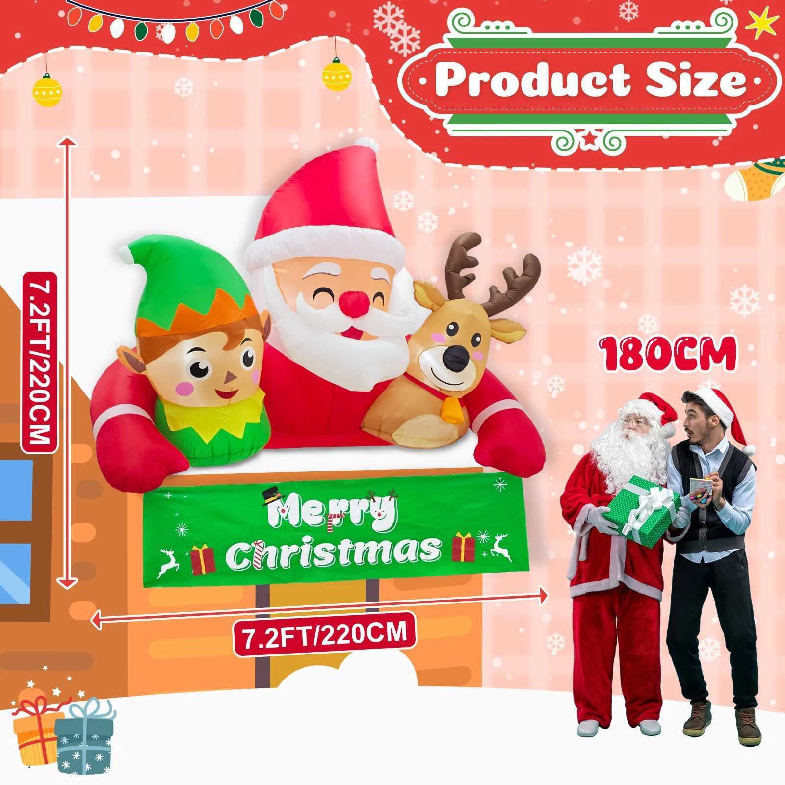 Christmas OurWarm 72FT Christmas Inflatable Outdoor DecorationDetachable Banner Inflatable Santa Claus Outdoor with Elf Reindeer Decor Y251111