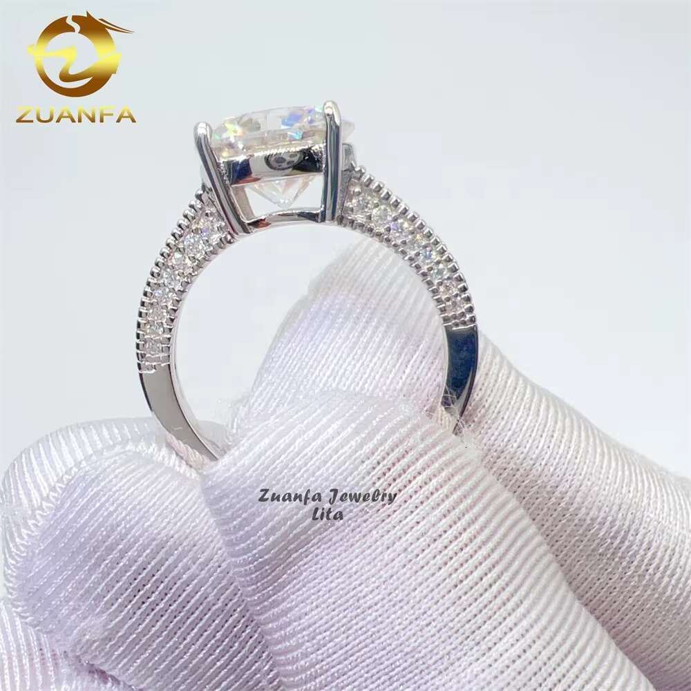 Luxury Vvs Diamond Women Wedding Ring 925 Silver Round 4ct Moissanite Engagement Ring
