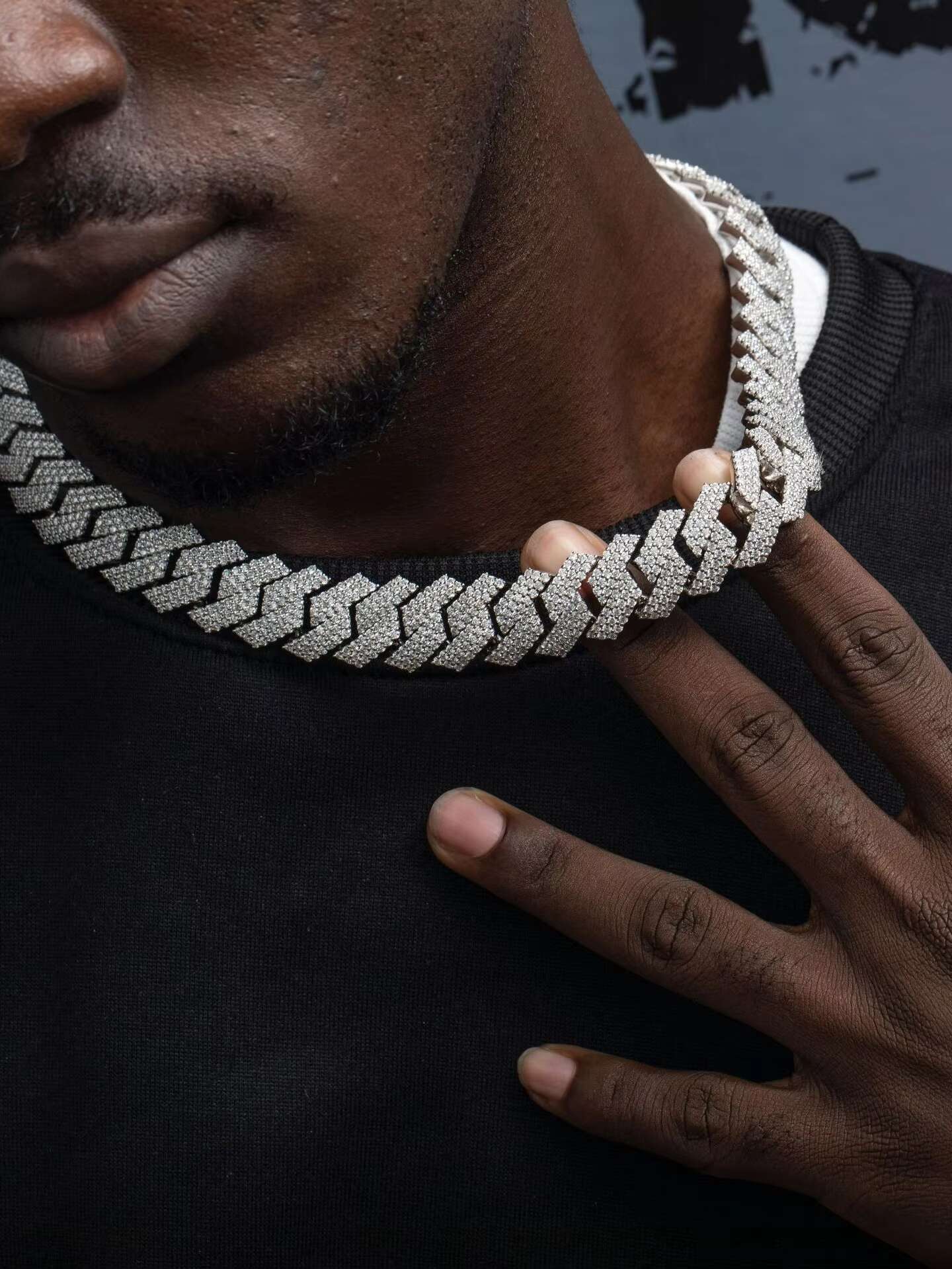 In Stock Luxury 20mm 3 Row VVS Moissanite Cuban Chain Hip Hop Rapper Gift Wholesale 925 Sterling Silver Cuban Necklace for Men
