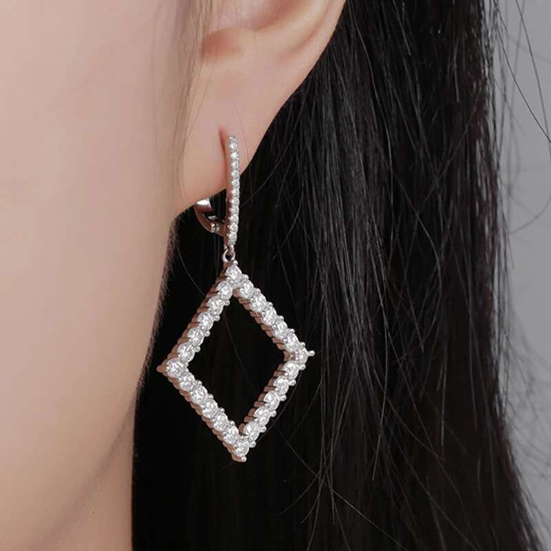 4.976ct Full Moissanite Real D Color Wedding Earrings for Women Gift S925 Sterling Silver Square Drop Ear Fine Jewelry