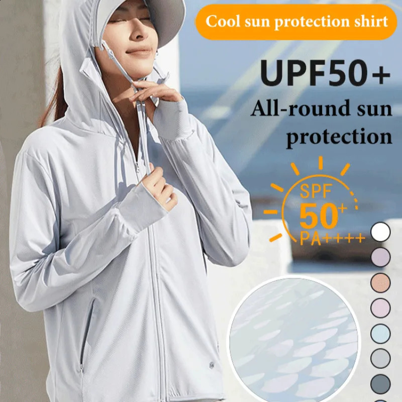 Ice Silk Sunscreen Clothing Detachable Large Brim UPF50 Womens Sun Protection Outdoor Jackets 250411
