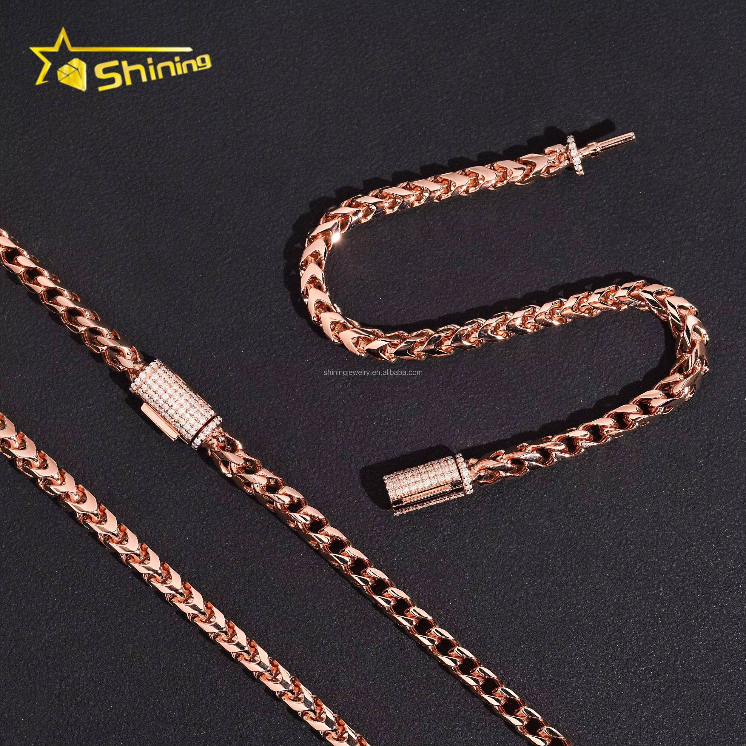 4mm Hot Selling Fashion GRA Certificate S925 Sterling Hip Hop Iced Out VVS Moissanite Clasp Franco Infinity Rope ChainBracelet