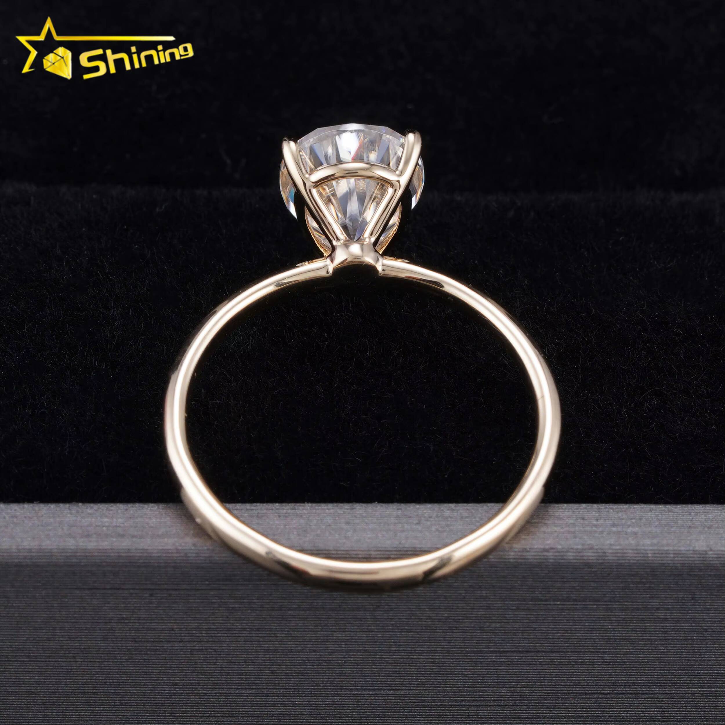 Pass Diamond Tester 14K Solid Gold Moissanite Engagment Ring Custom Women Diamond Wedding Rings