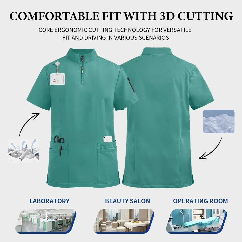 Niaahinn Medical Clothing for Men Hospital Uniform Scrub Suit Men Surgical Work Clothes Nurse Accessories Pet Grooming Work Suit X2505281