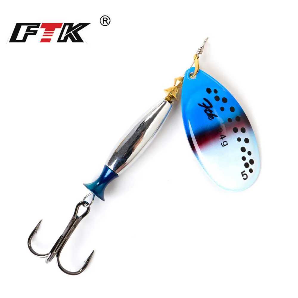 FTK 1Pcs 18g/24g Spinner Bait Hard Spoon Bass Lures Metal Fishing Lure With Feather Treble Hooks For Fishing Z250411