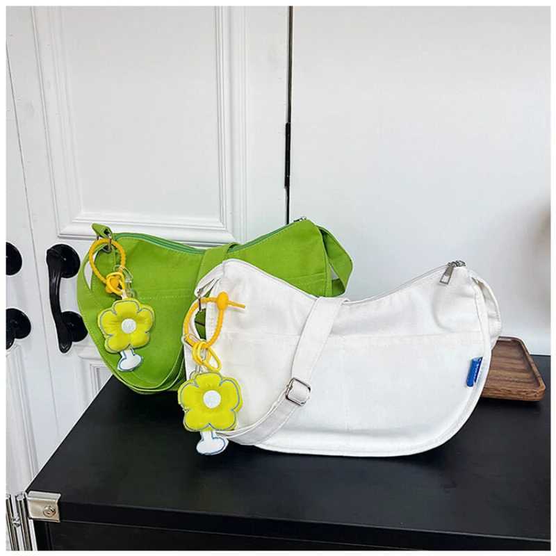 Womens Fashion Lightweight Shopping Diagonal Shoulder Small Bag Korean Edition Simple and Versatile Pop Art Campus Canvas BagsT2511112