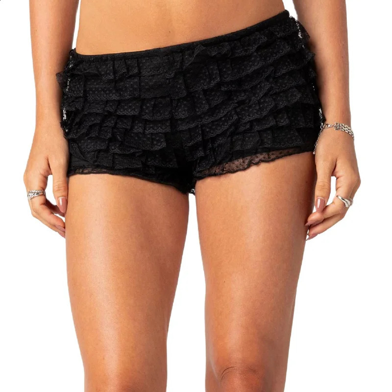 Lamuusaa y2k Bloomers for Women Coquette Aesthetic Clothes Low Waist Ruffle Lace Pumpkin Pants Victorian Pettipants Underwear 250409