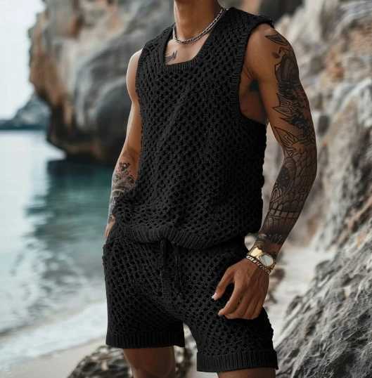 2015 Spring/Summer New Casual Vertical Stripe Set Collar Fit Short Sleeve Button Shirt Wool Blended ShortsXJ250412