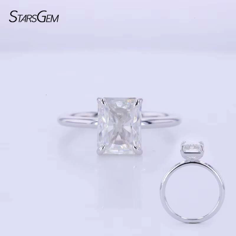 Starsgem Hand Made Jewelry 7*9mm Radiant Cut Moissanite 14k 10k White Gold Moissanite Engagement Ring Women Fine Rings