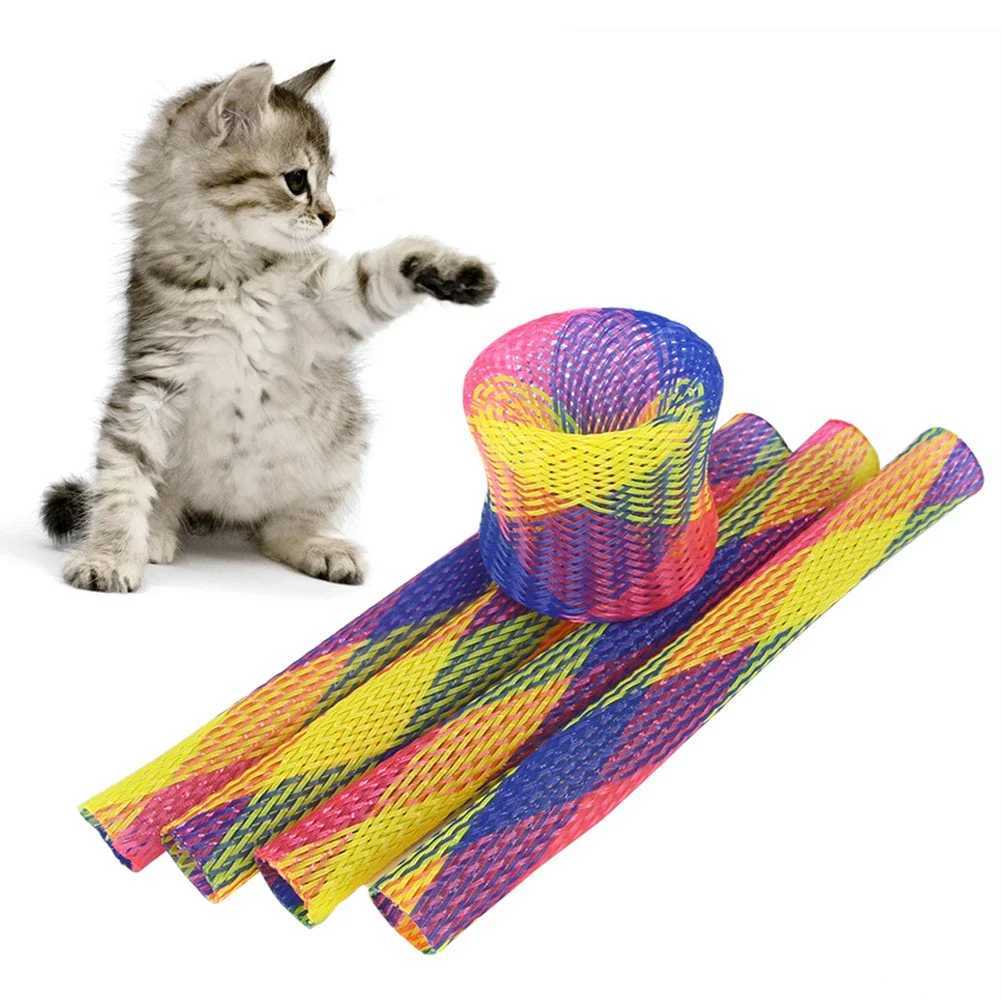 10 Cat Spring Toy Stick Free Folding Spring Shape Multi Color Cat Bouncing Cat Toy Cat Interactive Toy Pet Supplies Y250412