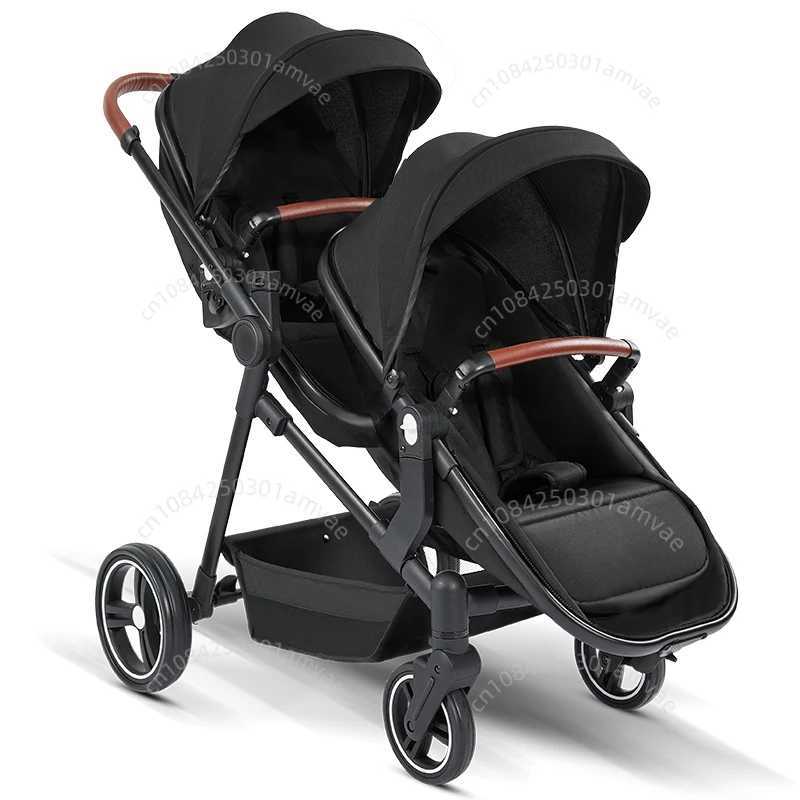 Lightweight two seater baby stroller foldable bi-directional adjustable backrest two seater baby stroller four-wheel baby stroller W250411