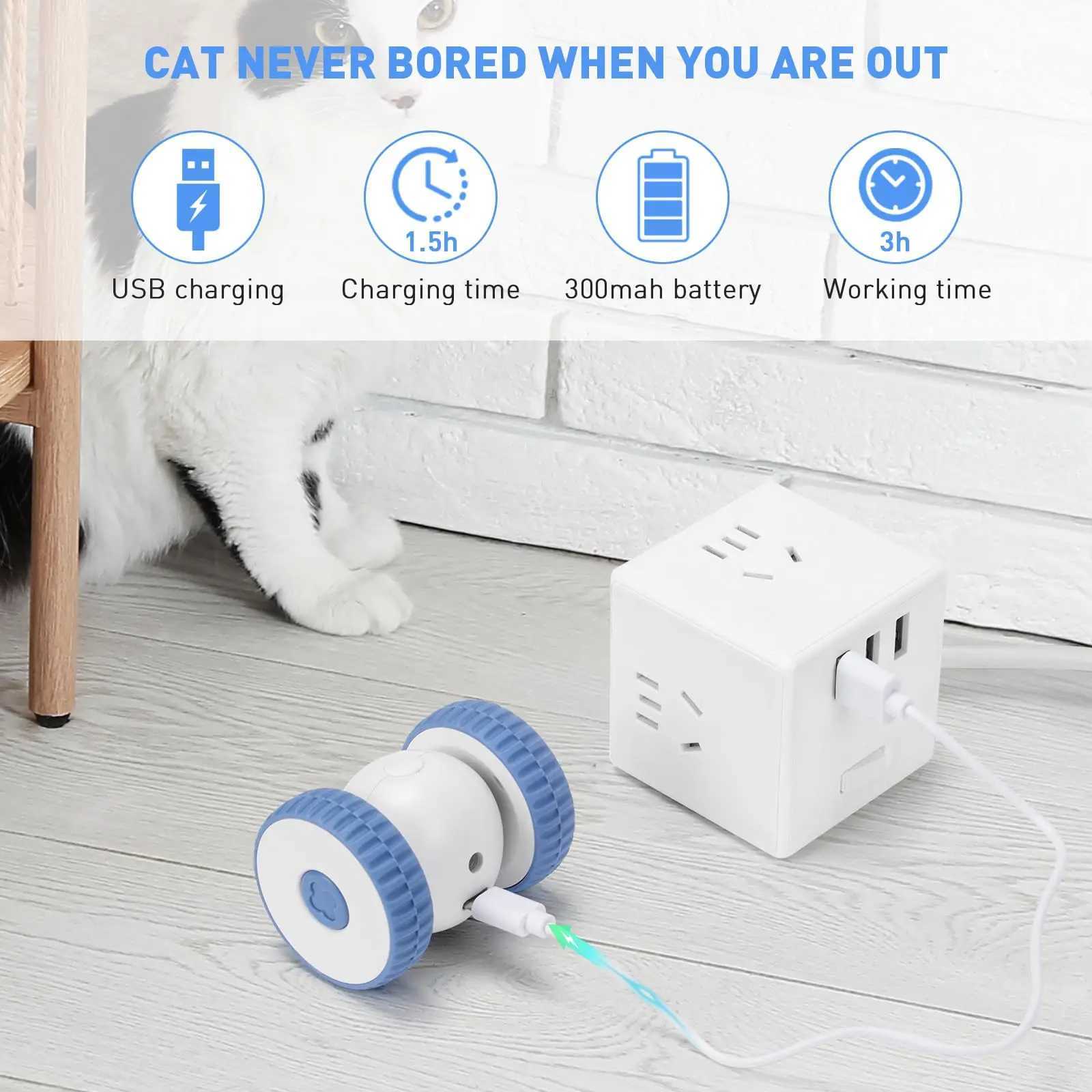 Interactive cat toys intelligent sensing automatic cat toys with colored lights and feather sticks USB rechargeable cat toys Y250412