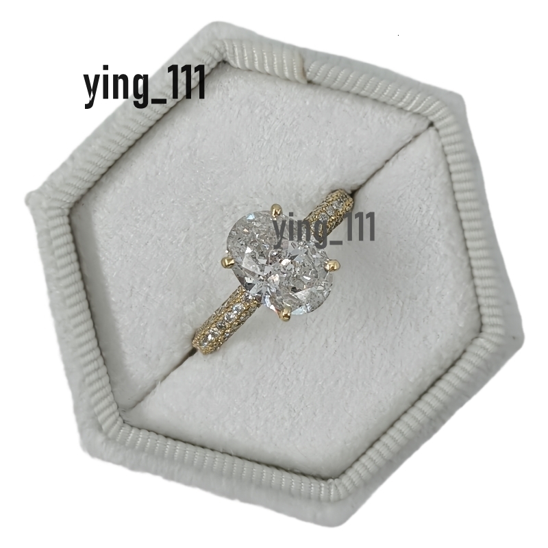 Jewelry Real Gold Womens Engagement Diamond Ring 4.0 Carat Cushion Cut Lab Diamond Gold Ring For Women Three Row Half Pave Wedding