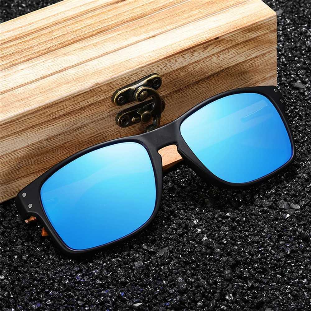 Natural Bamboo Wooden Sunglasses Handmade Polarized Glasses Mirror Coating Lenses Eyewear Outdoor Sun Protection Sunglasses Z250411