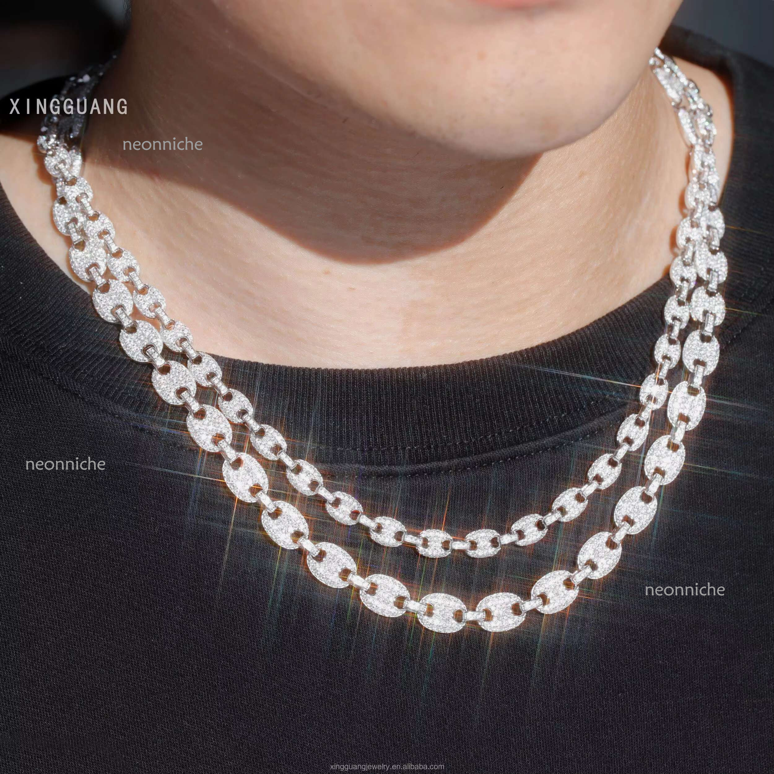 New Style Chain Hip Hop Jewelry 6mm 8mm Sterg Sier Ice Out Bg Moissanite Dia 100% Pass Test Cuban Necklace