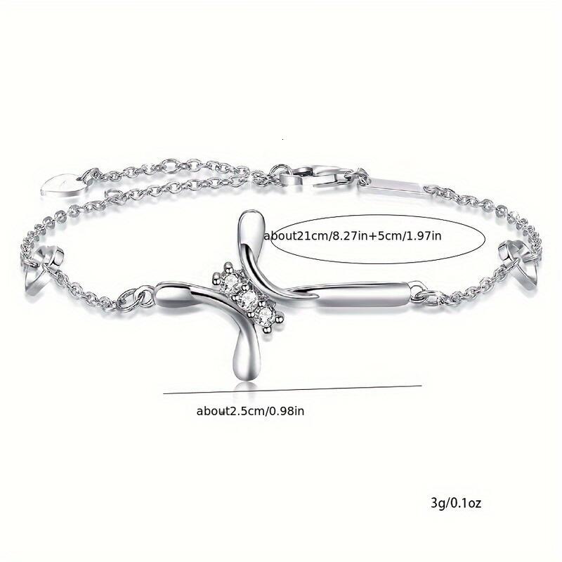 Elegant Sier-Tone Crystal Cross Charm Bracelet - Perfect for Everyday Wear and Special Ocns