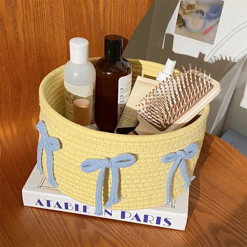 Storage Basket Hand Woven Toys Desktop Clutter Storage Box Cotton Rope Storage Basket He Decoration Y251112