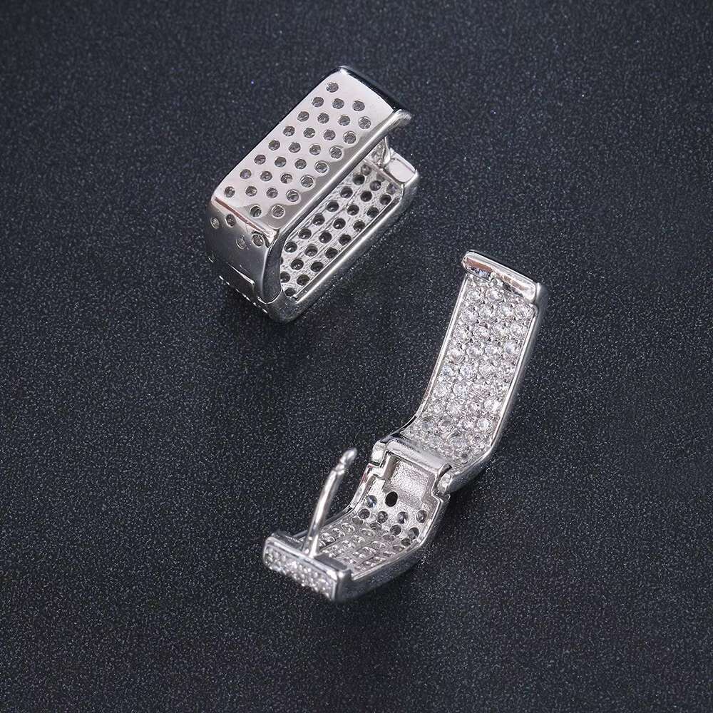 Wholesale Fashion Hip Hop Fashion Gold Plated U Shape Micro Moissanite Hoop Earrings Jewelry