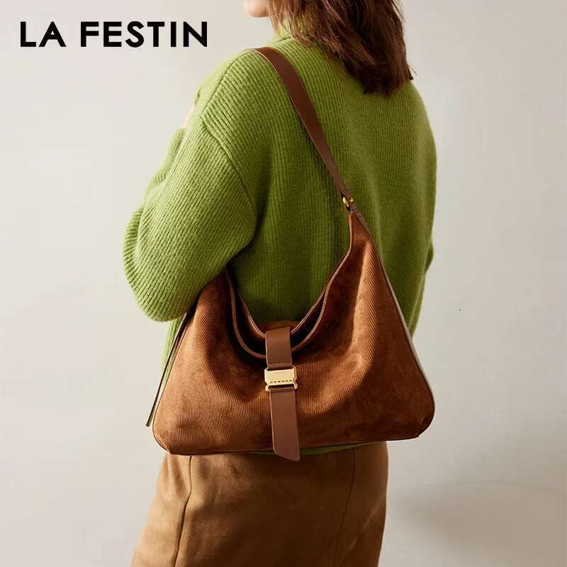 LA FESTIN Original Tote Large Capacity Shoulder Crossbody New 2023 Women's Bag Suede Ladies Leather Messenger Bag
