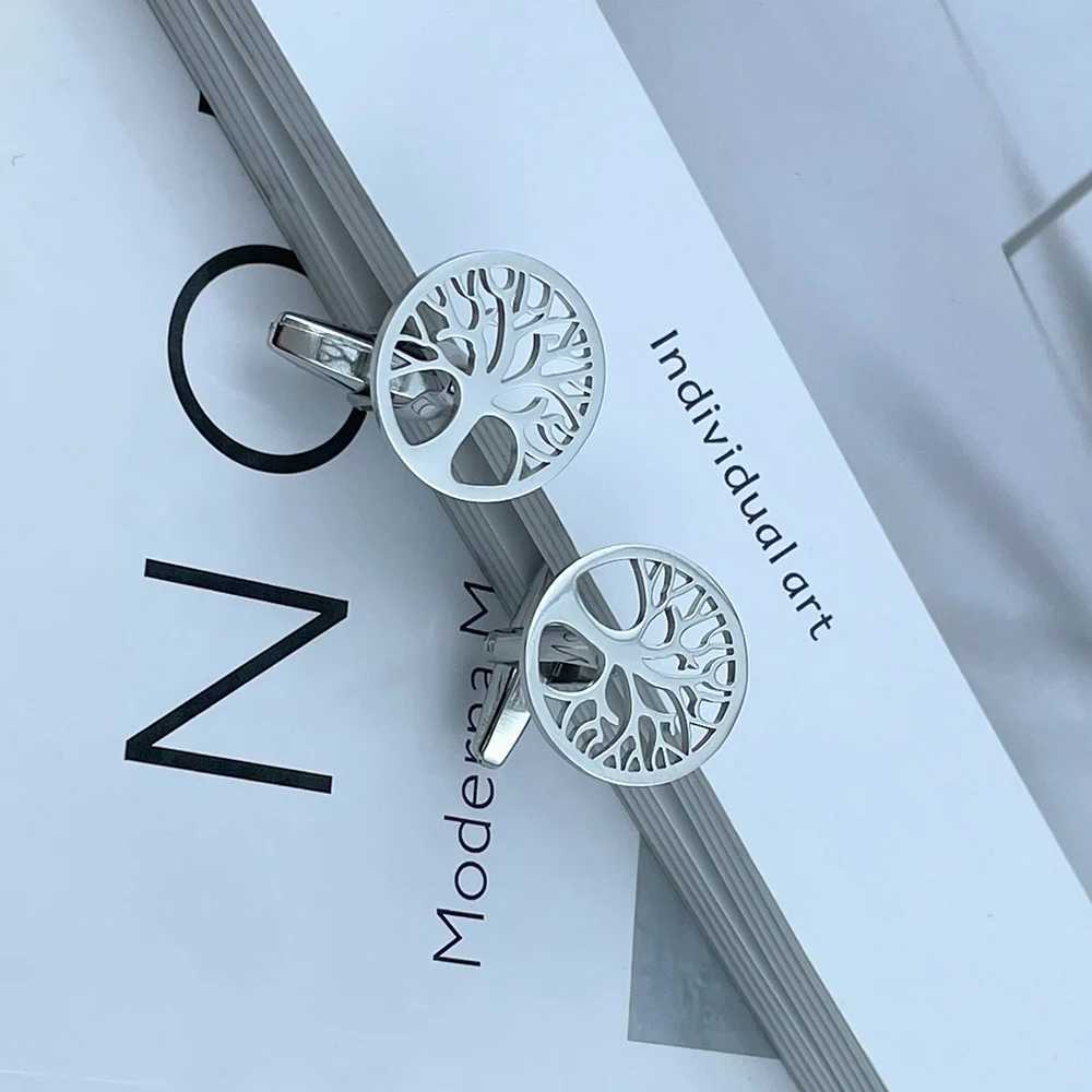 Mens cufflinks luxury life tree cufflinks mens shirts cufflinks fashionable stainless steel high-quality birthday giftsT250412