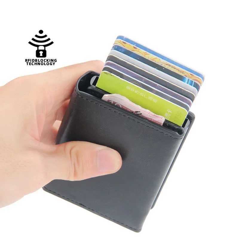 Anti theft Rfid card holder intelligent minimalist wallet mens ultra-thin card holder bank cash card box wallet Z250411