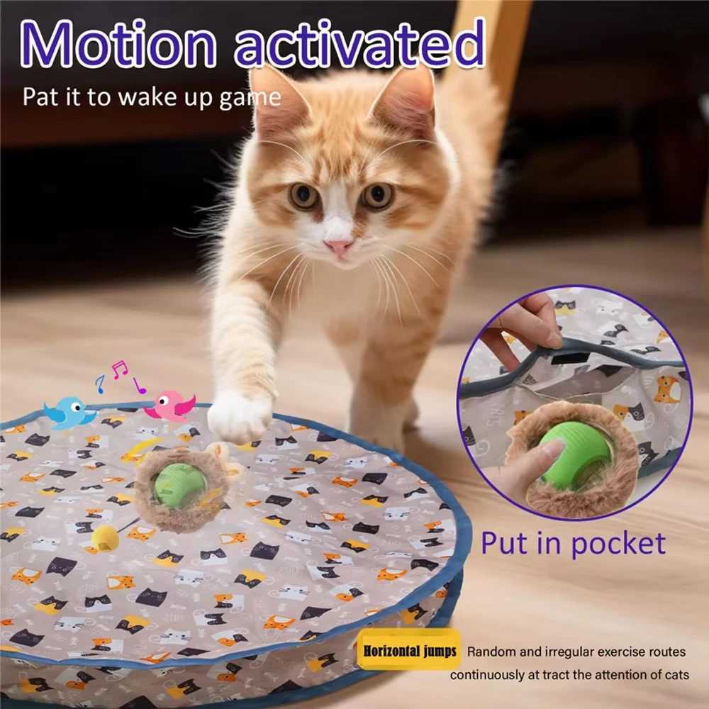 Intelligent interactive cat toy ball fast rolling pocket hiding and finding cat toys sports activation interactive cat toy indoor Y250412