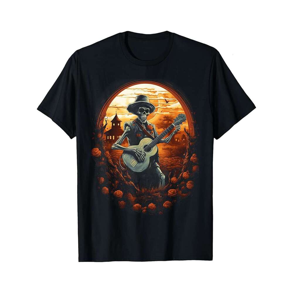 Designer T shirt Skeleton Holding A Cat Funny Skull Halloween Outfit - 220g T shits
